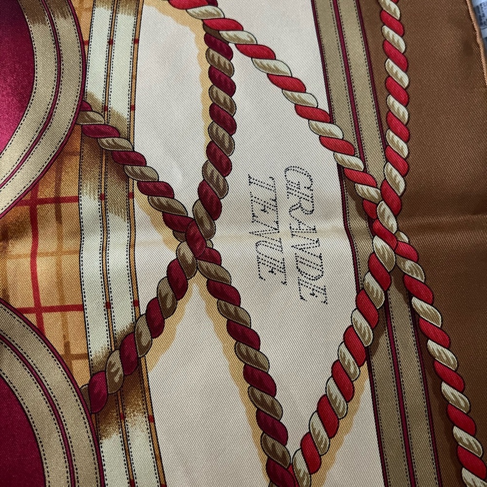 Hermes Gold and Red Silk Scarf - Picture 5 of 9